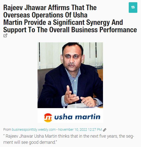 Rajeev Jhawar Usha Martin
